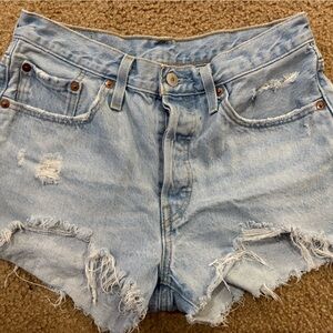 Levi's Light Blue Distressed Jean Shorts